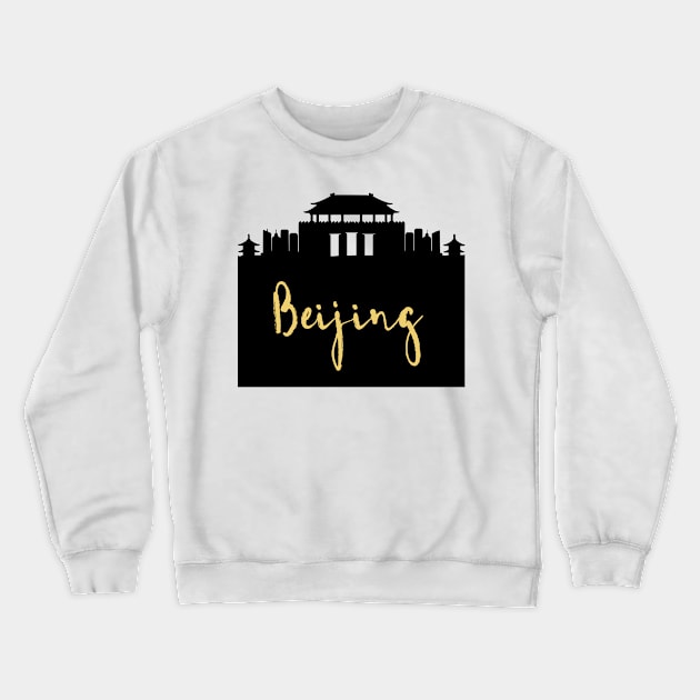 BEIJING CHINA DESIGNER SILHOUETTE SKYLINE ART Crewneck Sweatshirt by deificusArt